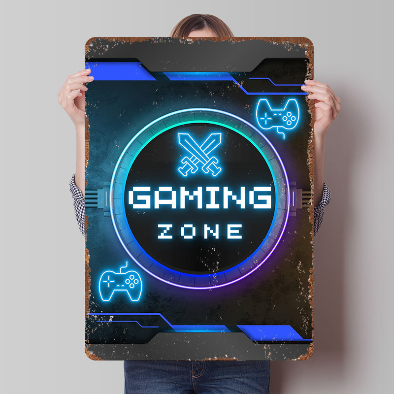 Retro Gaming Zone - Gaming Zone – Affiche décorative néon