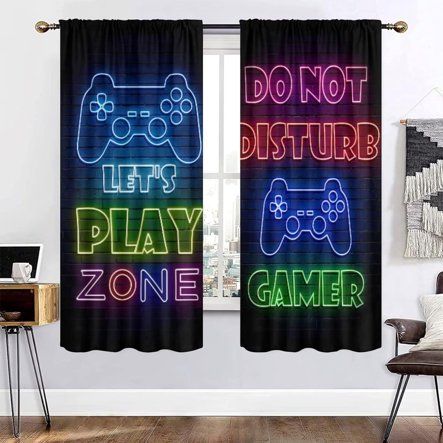 Retro Gaming Zone - Rideau occultant pour chambre de gamer,