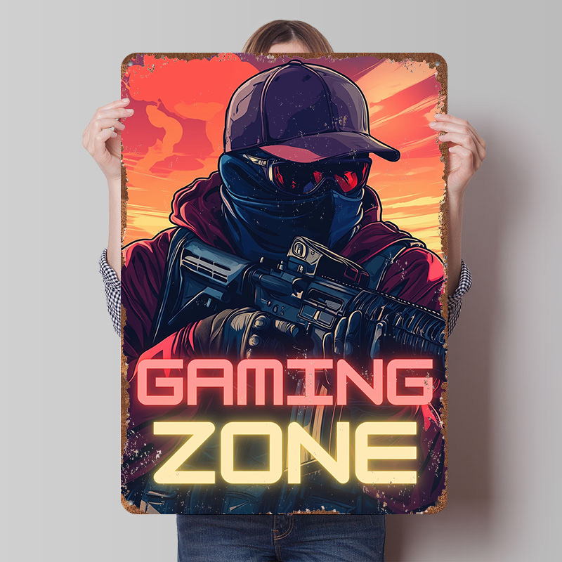 Retro Gaming Zone - Gaming Zone – Affiche en tôle