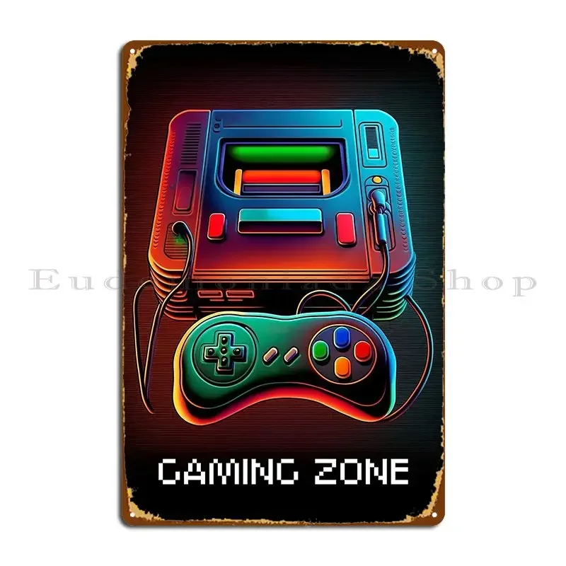 Retro Gaming Zone - Plaque Métallique Décorative Rétro Gaming Zone