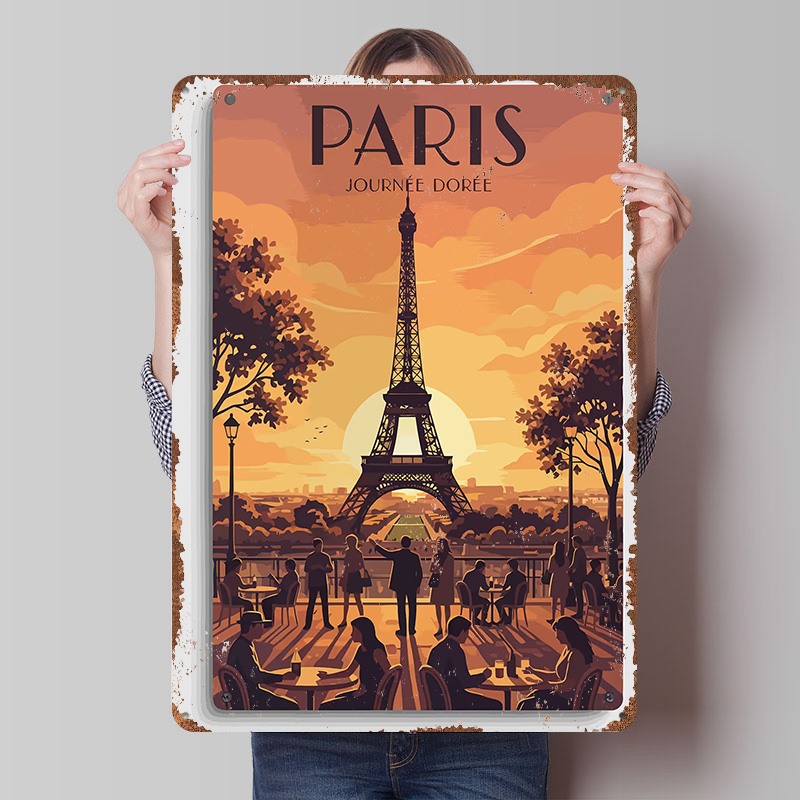 Retro Gaming Paris - Affiche de voyage Paris Journée Dorée,
