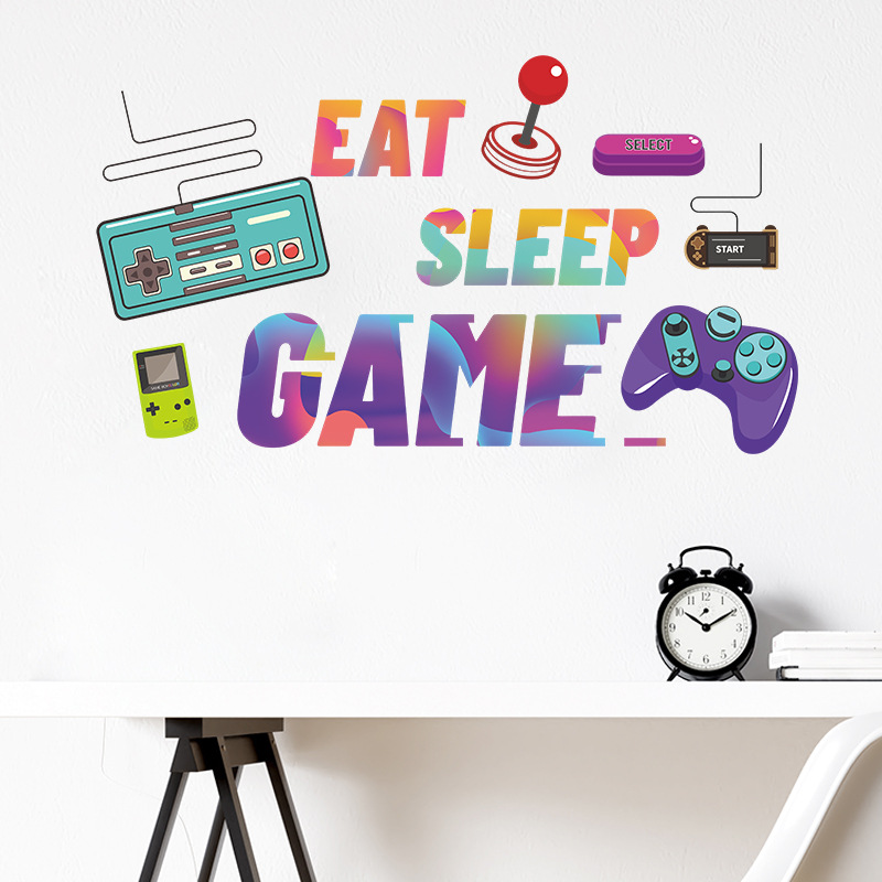 Retro Gaming Cabinet - Autocollants muraux « Eat Sleep Game