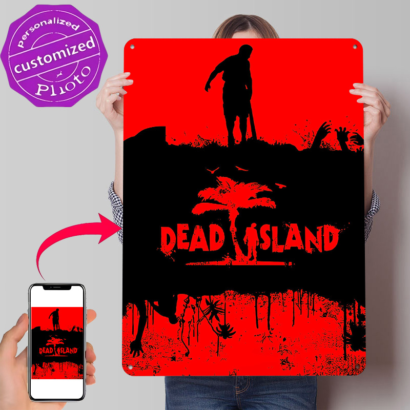 Retro Gaming Island - Affiche Murale Métallique Texturée 3D Personnalisée