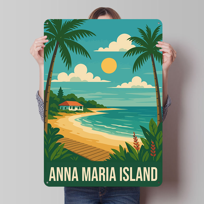 Retro Gaming Island - Affiche métallique de voyage Anna Maria