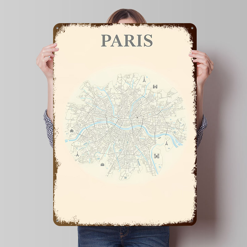 Retro Gaming Paris - Affiche en tôle Carte de Paris,