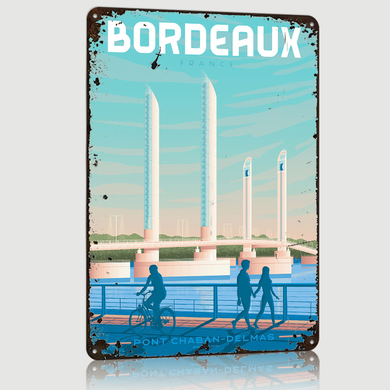 Retro Gaming France - Affiche Métallique Bordeaux France, Art Mural