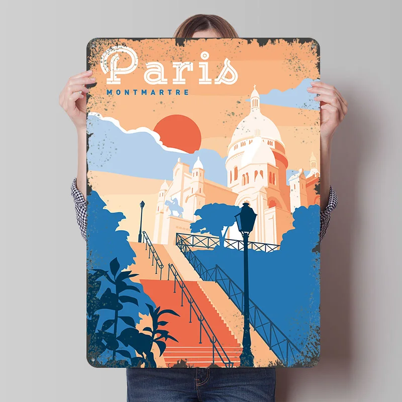 Retro Gaming Paris - Affiche de voyage imprimée Paris Montmartre,