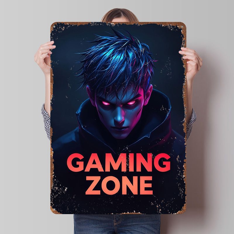 Retro Gaming Zone - Plaque en métal personnalisée Gaming Zone
