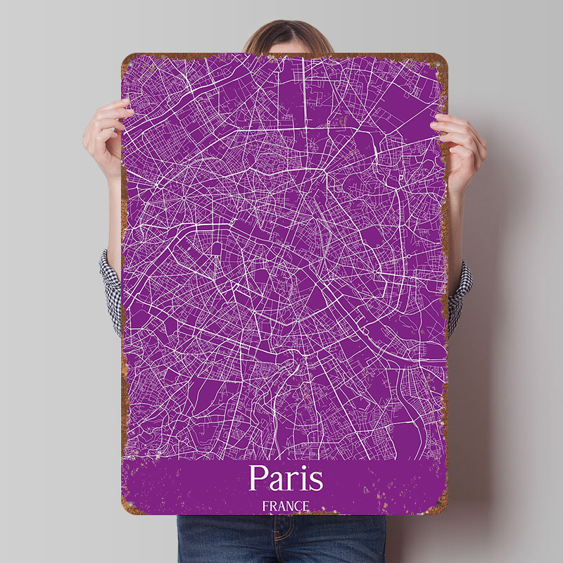 Retro Gaming Paris - Affiche imprimée Carte de Paris, Art