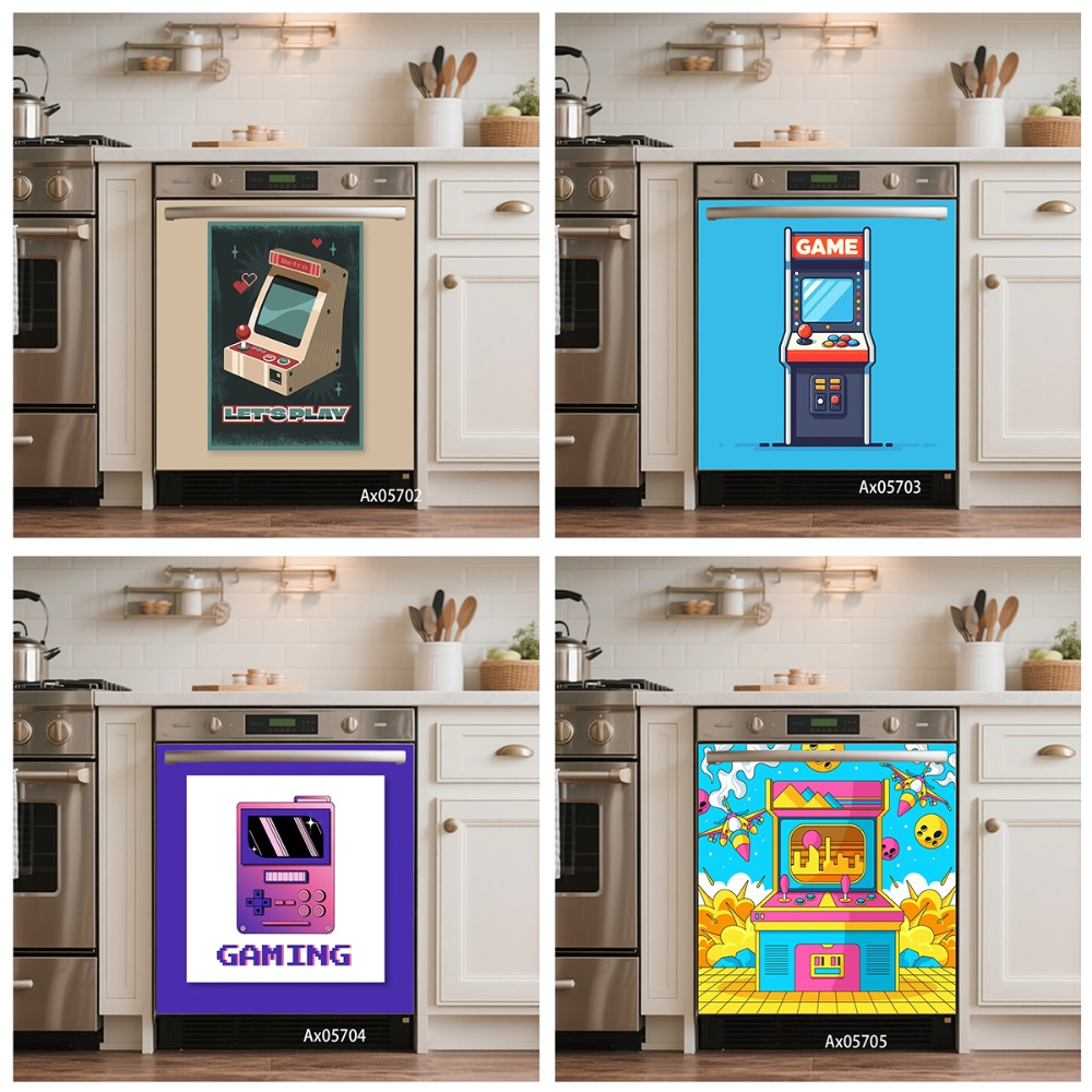 Retro Gaming Cabinet - Autocollant de porte de lave-vaisselle style