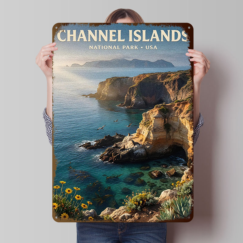 Retro Gaming Island - Affiche métallique Parc National des Îles