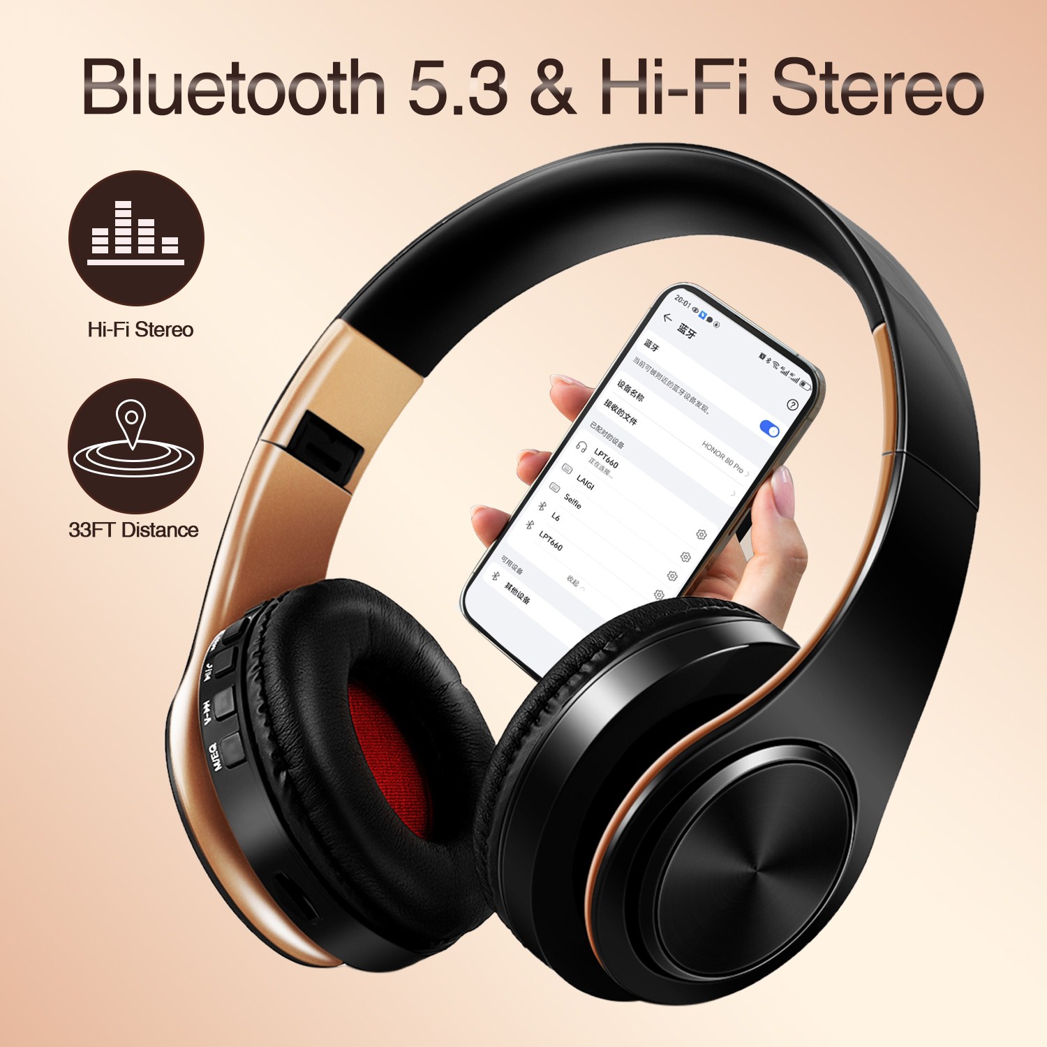 Retro Gaming Headset - Casque sans fil Bluetooth pour hommes,