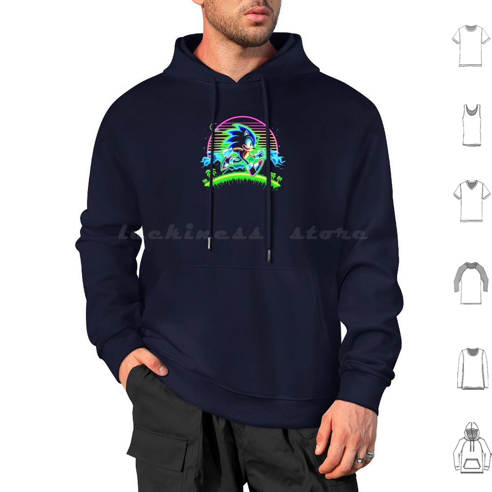 Retro Gaming Icons - Sweat à capuche néon à manches