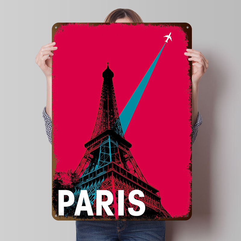 Retro Gaming Paris - Affiche en métal de voyage de