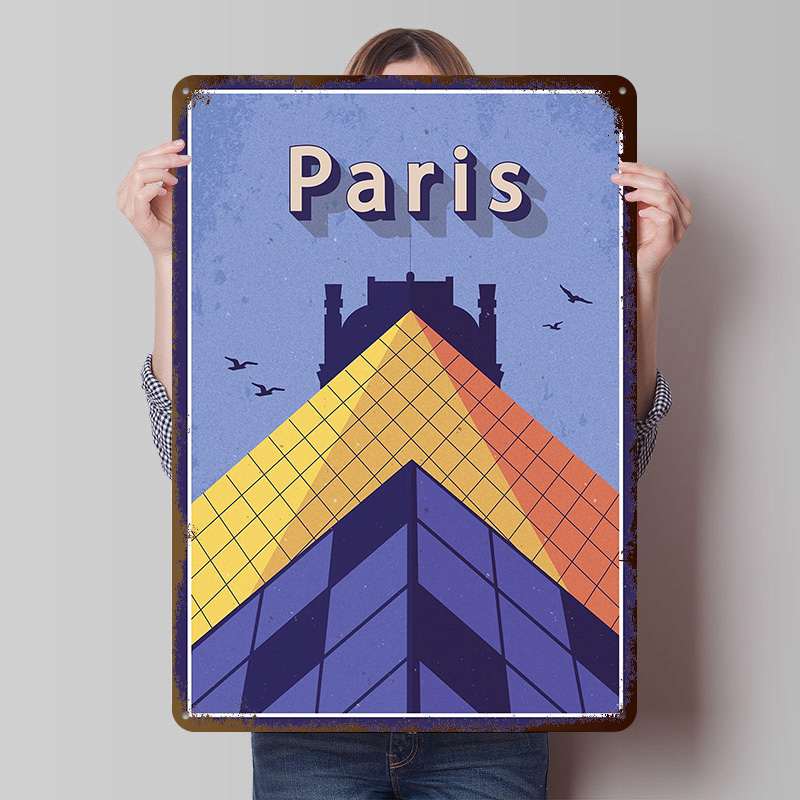 Retro Gaming Paris - Affiche métallique « Voyage à Paris