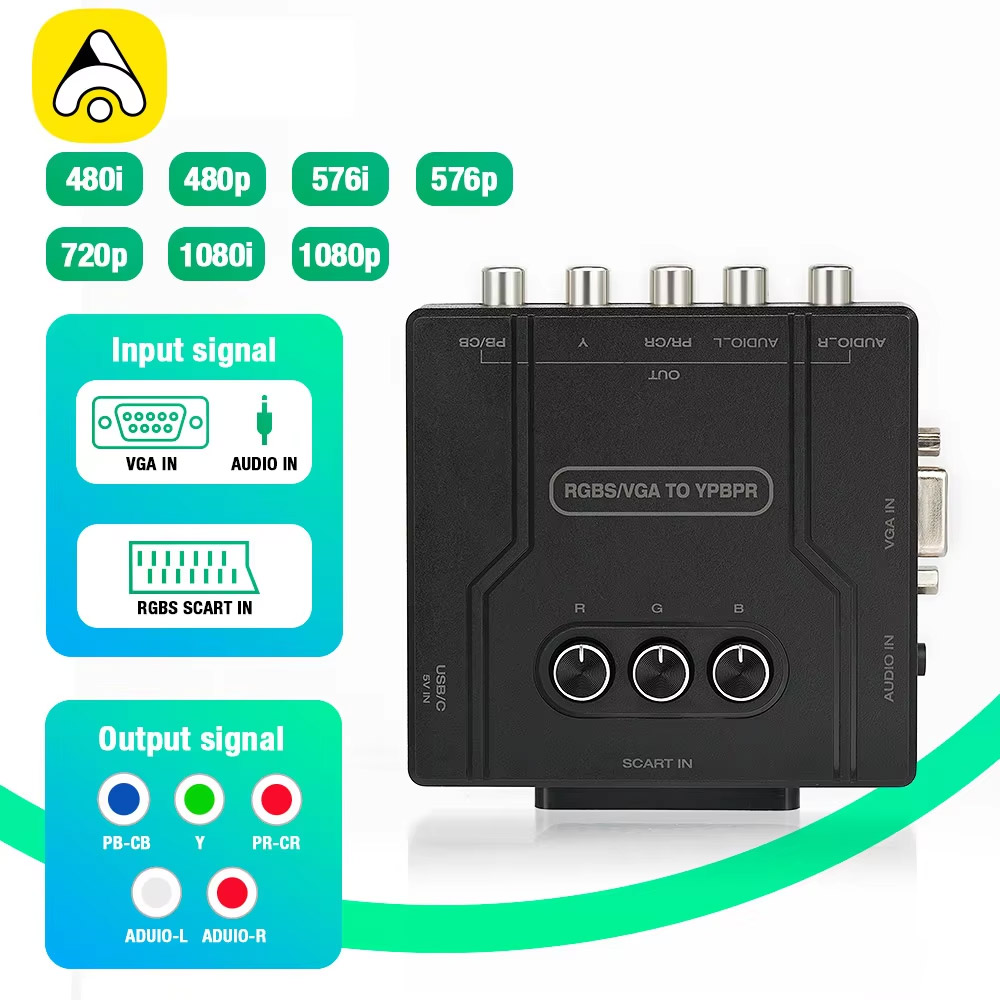 Retro Gaming Handhelds - Convertisseur de composants RGBS VGA en