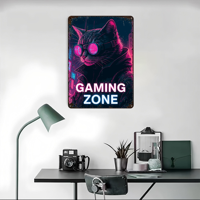 Plaque en étain Cyberpunk Cat  - Retro Gaming Zone avis et prix