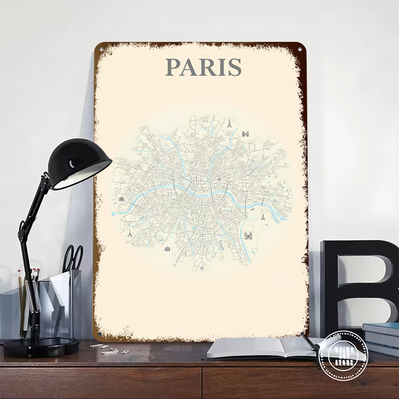 Affiche en tôle Carte de Paris - Retro Gaming Paris avis et prix