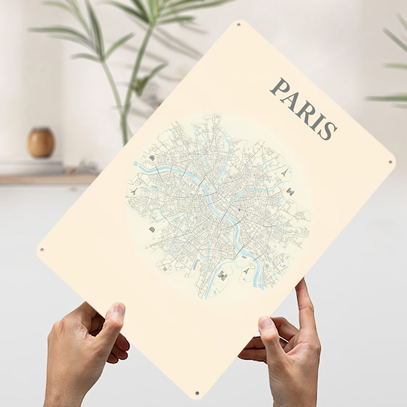 Affiche en tôle Carte de Paris - Retro Gaming Paris avis et prix