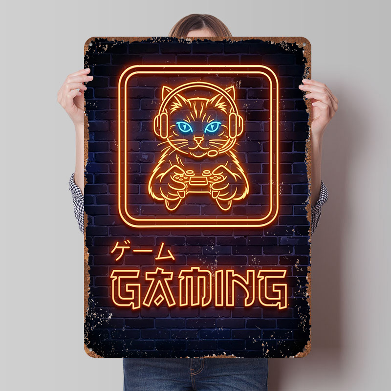 Affiche imprimée chat gamer né - Retro Gaming At Home avis et prix