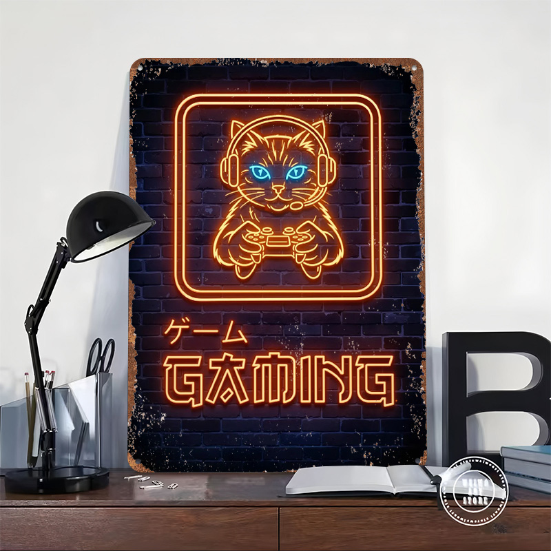 Affiche imprimée chat gamer né - Retro Gaming At Home avis et prix