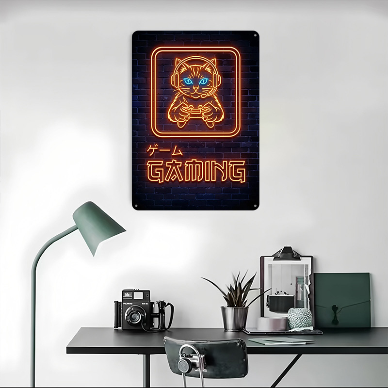 Affiche imprimée chat gamer né - Retro Gaming At Home avis et prix