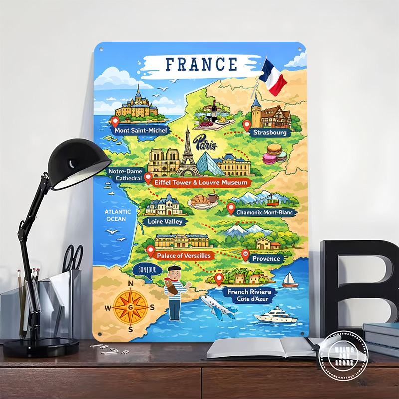 Affiche métallique de carte de - Retro Gaming France avis et prix