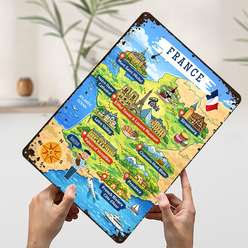 Affiche métallique de carte de - Retro Gaming France avis et prix